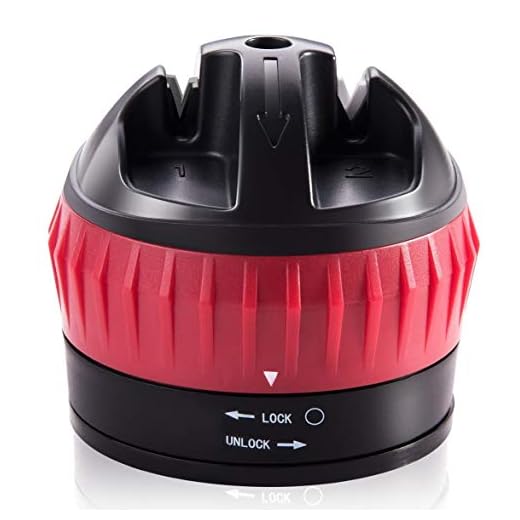 Imperial Global Ltd. Knife Sharpener – Upgraded 2 Stage Kitchen Knife Sharpener with Tungsten & Ceramic Blades with Suction Base – Knives Sharpening Tool for Home & Professional Use (Black & Red)