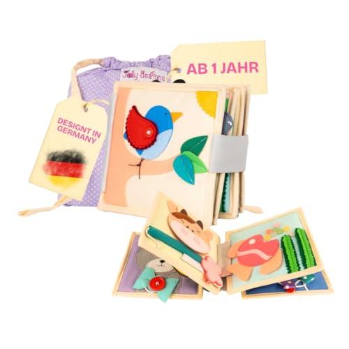 Jolly Designs Mini Quiet Book Magischer Vogel Montessori Spielzeug ab 18 Monaten Motorik & Kreativität fördern Busy Book aus Filz Handgefertigtes Filzbuch Perfekt für unterwegs & Reisen