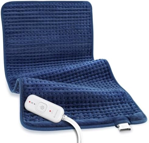 Comfytemp Extra Large Heating Pad for Back Pain Relief, 33”x 17” King Size, Birthday Christmas Gifts for Women Mom Dad, FSA Eligible, HSA Electric XL Heated Pad for Period Cramps, Washable (Blue)