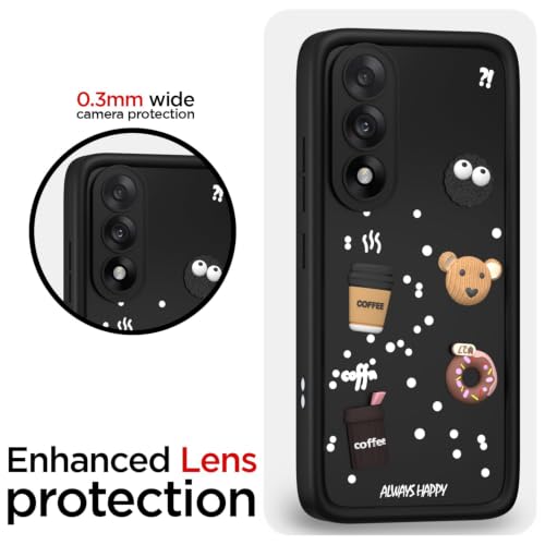 Image of Bintage Back Cover Compatible for 1+ Nord 5 /Oneplus Nord5 | Cute Fun Ball | 3D Taddy Smiley Coffee | Milk Case | Full Body Protection - Black