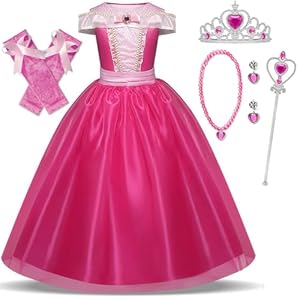 Cnexmin Vestito da principessa Aurora da ragazza, costume da bella in legno dormendo principessa costume compleanno Natale Halloween partito carnevale Cosplay abito da sera per 3-8 anni