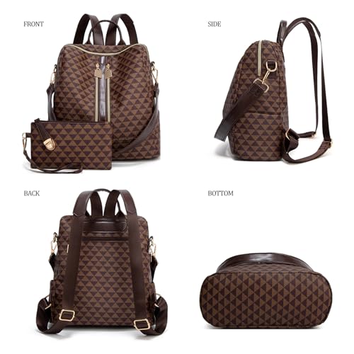 Makes Backpack Purse for Women PU Leather Travel Satchel Handbag Convertible Design Bag with Purse 2 Piece — view 4
