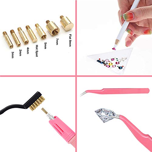 Hotfix Applicator, Diy Hot Fix Rhinestone Applicator Wand Setter Tool Kit With 7 Different Sizes Tips, Tweezers & Brush Cleaning Kit And 2 Pack Hot-Fix Crystal Rhinestones #TOP3