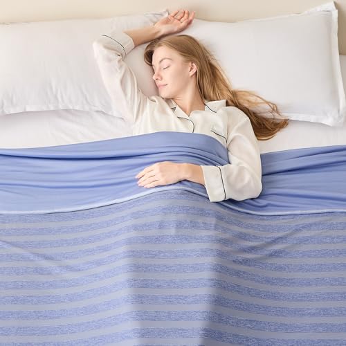 Image of EMME Cooling Blanket Queen Size, Bed Summer Blanket for Hot Sleepers, Thin Lightweight Throw Blanket for Couch, Double Sided Keep Body Cool, Blue Cold Blankets for Sleeping