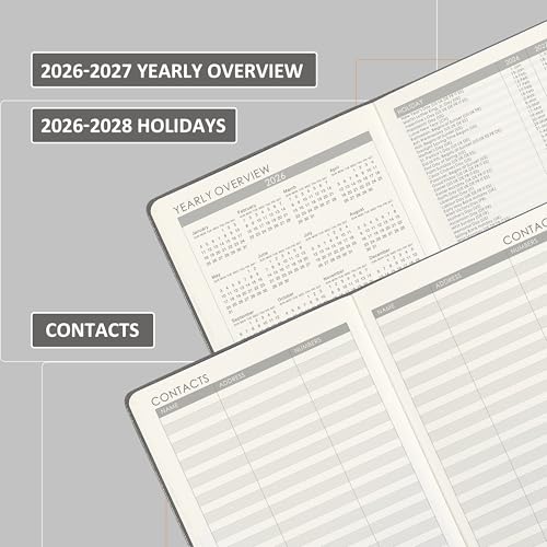 Planner 2026 - Weekly & Monthly 2026 Planner with Pen Loop, Jan 2026 - Dec 2026, to Achieve Your Goals & Improve Productivity, Thick Paper, 40 Note Pages, Inner Pocket, 5.75" x 8.25" - Grey - Thumbnail 5