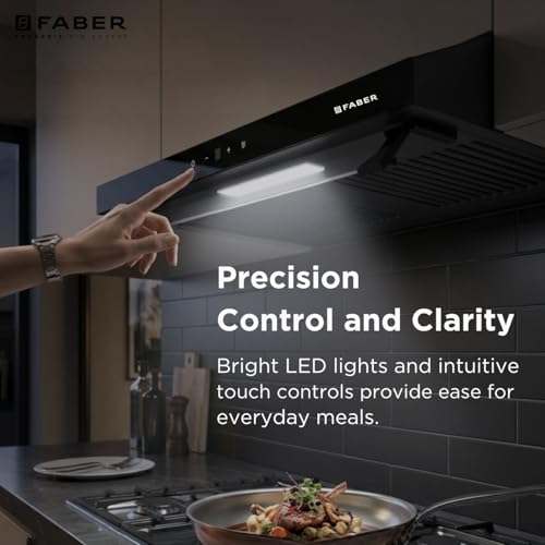 Image of Faber Ruby Ductless 60cm 1000m /hr Baffle Filter Chimney | LED Lighting | Touch Control | 8 Yr Motor, 2 Yr Comprehensive Warranty by Faber | HOOD RUBY TC BK IN 60