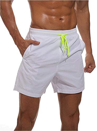 Gopune Men s Quick Dry Beach Shorts Swim Trunks (White,XL)