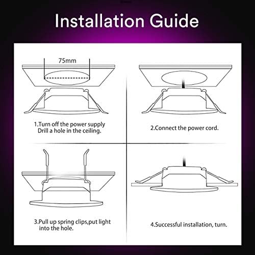 Lumary 5W LED Recessed Downlight for Ceiling, Φ75mm Beam Angle 52° Twist, Smart Slim WiFi Spot Light, RGBW 2700K-6500K Dimmable, Compatible with Alexa, Google for Kitchen Bedroom Hallway, 2 Pack