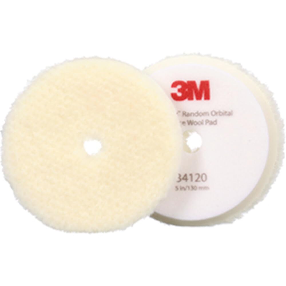 Perfect-It 3M PN34120 - Cuscinetto orbitale in lana grossa, 130 mm, bianco, PN34120, cuscinetti orbitali per la compunzione e la lucidatura automobilistica