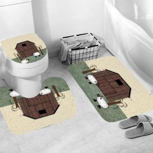 Tapis antidérapant microfibre absorbant ensemble 3 pièces contour WC douche - 3