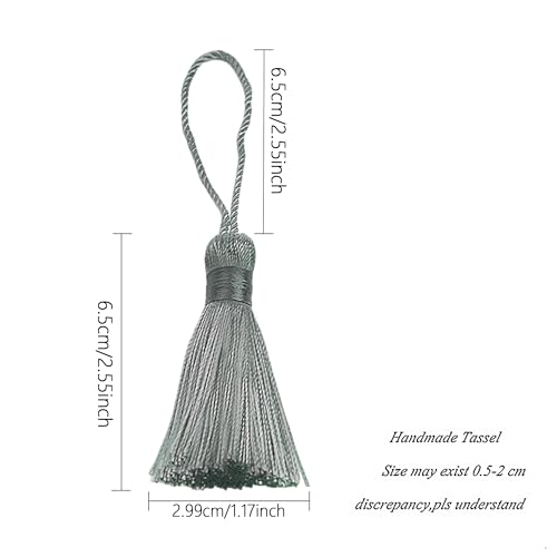 Image of 20Pcs 4.3 Inch Mini Craft Tassels for Earrings, DIY Crafts(Light Grey) | Handmade soft terylene, 2-inch cord loop, small Chinese knot-for earrings, bookmarks, tags, souvenirs and DIY crafts.