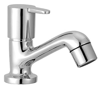 Logger Brass Pillar Cock Wash Basin Tap for Bathroom and Kitchen (Silver, 18x19x4 cm)