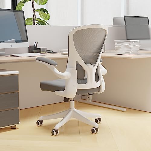 Sichy Age Ergonomic Office Chair Home Desk Office Chair With Flip-Armrest & Cushion For Lumbar Support, Mid Back Computer Chair With Thickened Cushion Desk Chairs Gray #TOP20