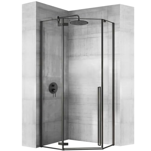 REA CABINA DE DUCHA DIAMOND 90 X 90 X 195 CM CABINA DE DUCHA CUADRADA CON PLATO DE DUCHA SAVOY WHITE (NEGRO)