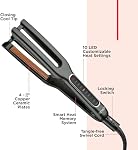Revlon RVST2204F Copper Ceramic Hair Straightener, Advanced Copper Ceramic Technology, Flat Iron, 435°F (225°C) Professional High Heat, Dual Plate Straightener, 10 LED Heat Settings, Black