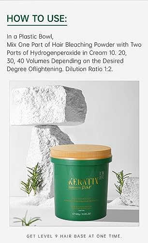 KERATIN BAR Professional Blue Bleaching Powder - Plex Technology - Lifts up to 9 Shades - Maximum Lifting Extra Strength Lightener Hair Highlights All Type & Highlighted Hair - Dust Free - 16.9 oz - Thumbnail 6