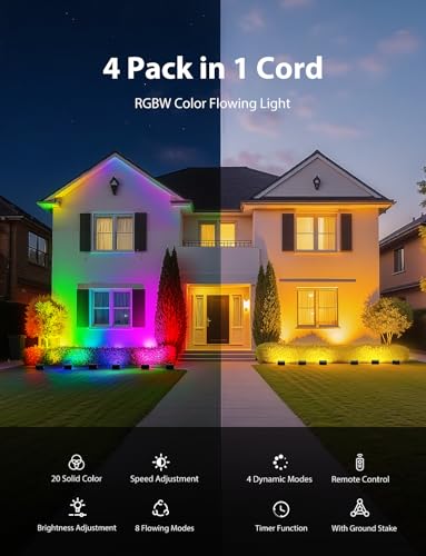 Onforu RGBW LED Flood Light Outdoor, Color Changing Landscape Floodlights - Image 4