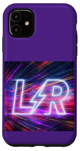 LR Lightning Lettermark ? Retro Synthwave Typography Art �X�}�z�P�[�X iPhone 11 �p