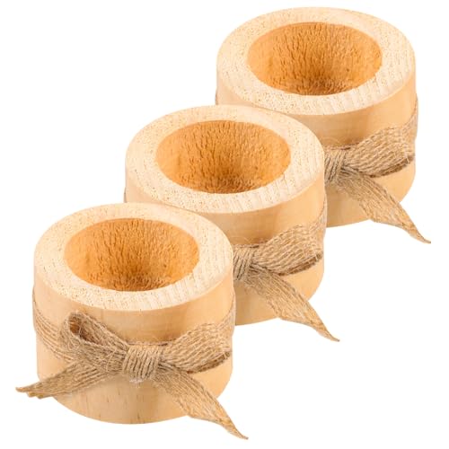 DONFAMDS 3piezas Portavelas De Madera De Pino Creativos para Decoración De Hogar De Soporte para Velas y Macetas De Suculentas para Bodas y Cenas Románticas