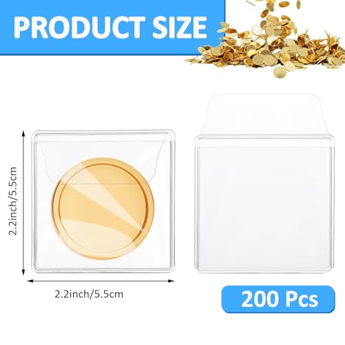 200 Protectores plásticos para monedas 2.2x2.2 pulgadas miniatura 3