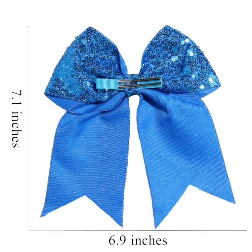 Pinza de pelo con moño grande de lentejuelas azul 7 pulg miniatura 7