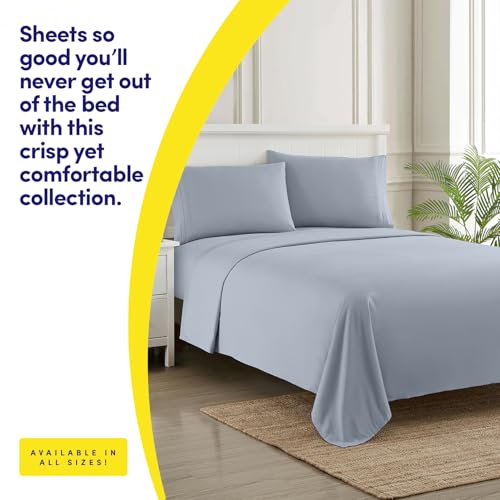 Image of 1500 Supreme Collection Twin XL Sheet Sets Misty - 3 Piece Bed Sheets and Pillowcase Set for Twin XL Mattress - Extra Soft, Elastic Corner Straps, Deep Pocket Sheets, Twin XL Misty