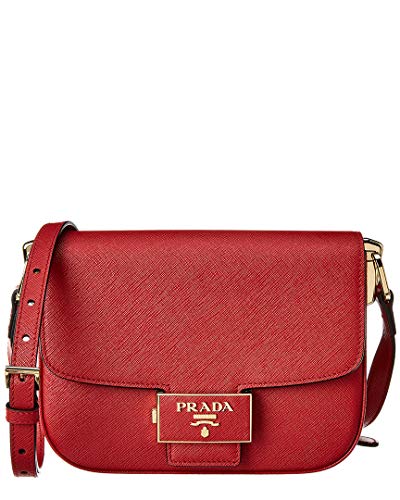 Prada Embleme Red Saffiano Leather Shoulder Bag