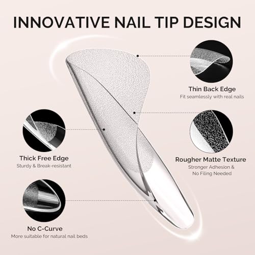 Image of MelodySusie Medium Square X Nail Tips - 300Pcs 15 Sizes Clear Acrylic, Half Matte Full Cover Press on Nails for DIY Extension & Salon Use, Pre-Shaped for Long-Lasting Manicure