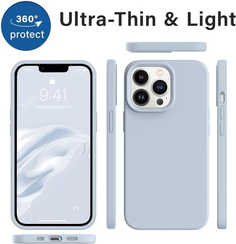 Image of Back Cover for iPhone 13 Pro Case,[Military Shockproof Protection] Liquid Silicone Case with [Soft Anti-Scratch Microfiber Lining for iPhone 13 Pro (Light Blue)