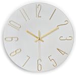 Wall Clock 12 Inch Silent Non-Ticking Modern Clocks Battery Operated - Analog Small Classic for Office, Home, Bathroom, Kitchen, Bedroom, School, Living Room (White)