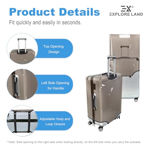 image for Explore Land Clear Luggage Cover Tough Protector Fits for 23-26 Inches