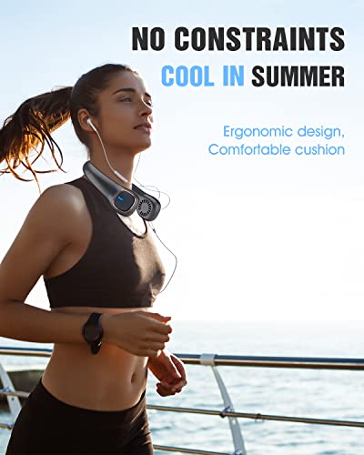 Bladeless Neck Fan, Portable Fan Rechargeable, Personal Fan, Hands Free Around The Neck Fan, 3 Speeds 4000Mah Battery Operated Wearable Cooling Usb Hanging Neck Fan For Office, Travel, Outdoor #TOP1