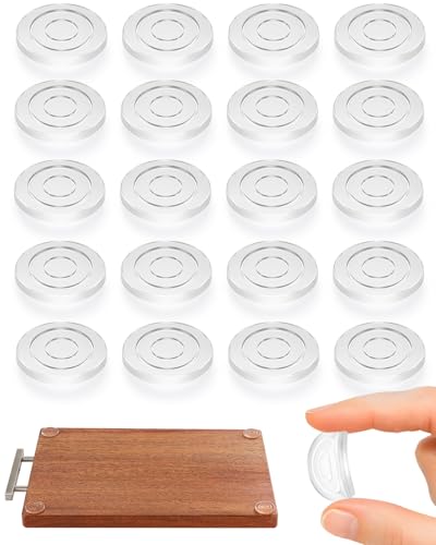 Rubber Feet for Cutting Board 20PCS Cutting Board Feet Non Slip 1.2 inches Clear Adhesive Silicone Rubber Feet Waterproof Reusable Round