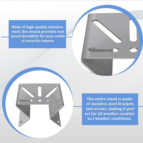 Luckwaii Metal Corner Mount for Eufy Solocam S340,2Pcs Stainles Steel Holder Wide Angle Bracket View Range 270° on Both Sides of Exterior Wall Corner Bracket for PTZ CCTV Surveillance Camera Adapter - Image 2