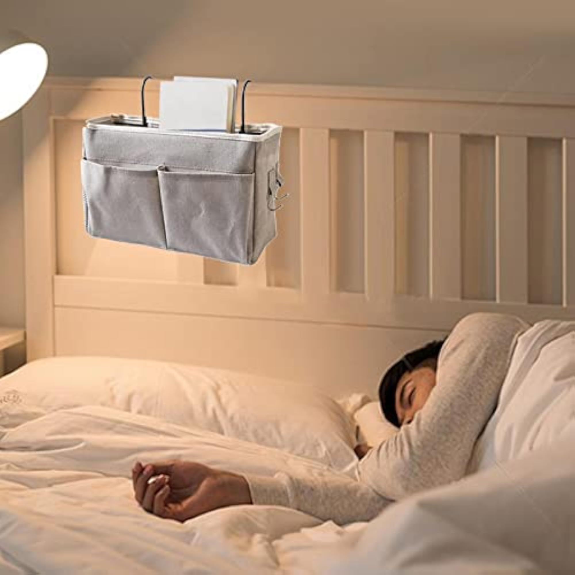 Bedside Caddy Storage Bag for College Dorm, Gray