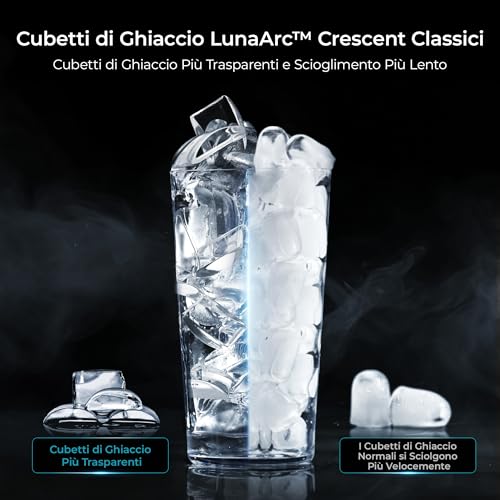 Euhomy Lunaarc™ Macchina Ghiaccio Mezzaluna, 1600Pz/24H Macchina Per Il Ghiaccio Casa, 16 Cubetti In 12 Min, 1.8L, Autopulente Ice Maker, 3 Dimensioni Di Ghiaccio Per Whisky/Caffè/Bevande - 8