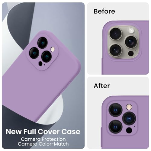 Image of FireNova Designed for iPhone 15 Pro Case, Silicone Upgraded [Camera Protection] Phone Case, Soft Anti-Scratch Microfiber Lining Inside, 6.1 inch, Light Purple