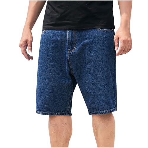 Mens Baggy Jean Shorts Loose Fit Vintage Wide Leg Jorts Y2K Streetwear Hip Hop Fashion Denim Shorts with Pockets