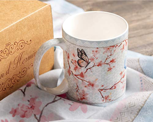 Maison D' Hermine Coffee Mug With Handles Fine Bone China Mug Pack Of Two For Gifts Hot Beverages - Coffee Cappuccino Latte Perfect For Dining, Buffet Party (Blossoms In Spring, 12 Ounce) #TOP3