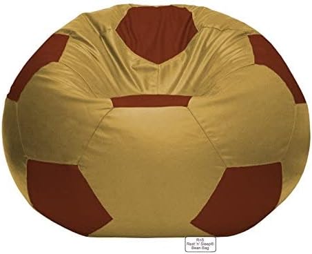 Sleep 'n' Rest Football Bean Bag Without Beans | Soft & Durable Design Bean Bag Cover Only | Perfect for Home Decor, Bedroom & Rooms | Easy to Wash & Comfortable Sofa Couch- 4XL(Tan/Mushroom)