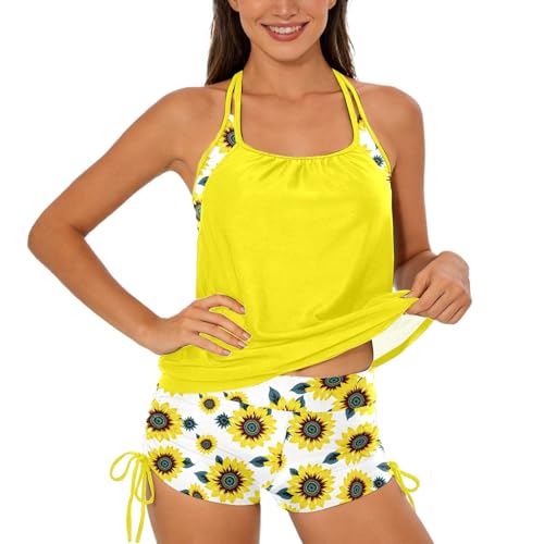 Tankini grande taille floral avec culotte haute gainante pour plage