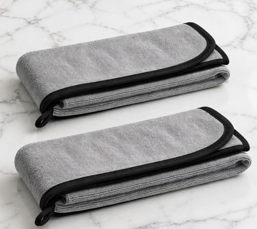 Cutting EDGE 500 GSM Microfiber Cleaning Cloth Set of 2 (75 x 35 cm) – Soft, Lint-Free & Scratch-Free Towel for Kitchen, Home & Car Cleaning (Dark Grey)