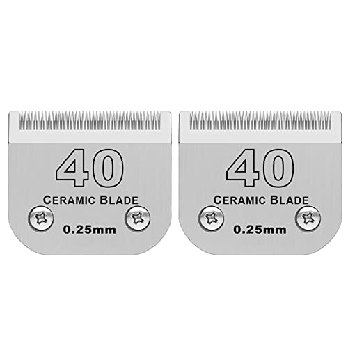 Image of 40# Detachable Dog Blades Compatible with Andis /Oster A5 Grooming | Compatible with wahl km10 dog clipper,Cut Length 1 /100 inch(0.25mm),Made of Ceramic Blade & Stainless Steel Blade