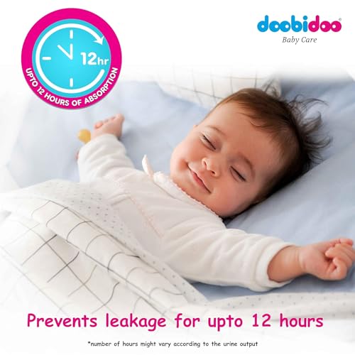 Image of Doobidoo Baby Pants Diapers - M Size | All-Round Softness with Bubble Soft Topsheet & Anti-Leak Side Cuffs | High Absorbency for All-Day Dryness & Rash-Free Comfort (7-12 kg) - Pack of 4| 64 Count