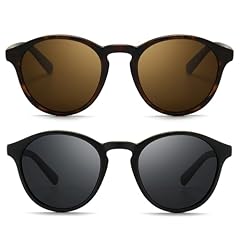 2 Pack (Polarized): Amber Frame Brown Lens+black Frame Grey Lens