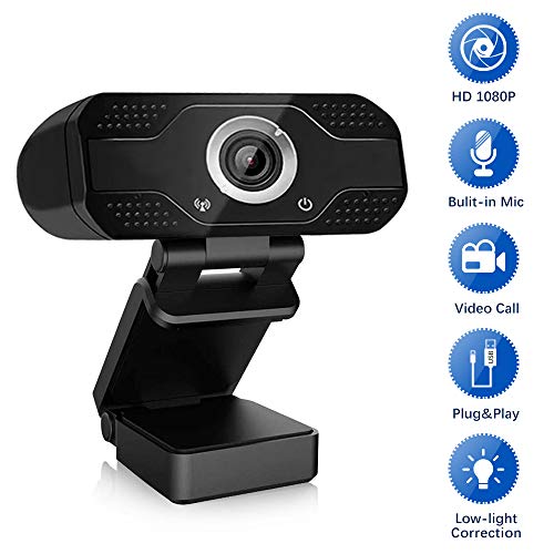 Webcam 1080P Full HD with Microphone, Auto Focus Web Camera Widescreen USB Computer