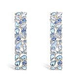 KELMALL Elegant Rhinestone Rectangle Earrings Trendy Crystal Geometric Drop Dangle Statement Earrings for Women