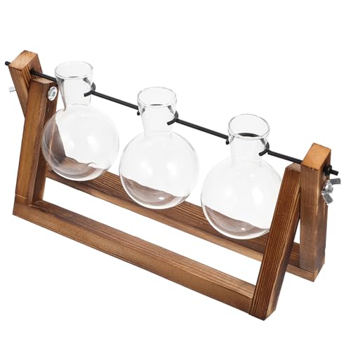 Abaodam Vase Bois Créatif Et Pot De Fleurs Hydroponiques Verre pour Décoration Intérieure Support pour Plantes