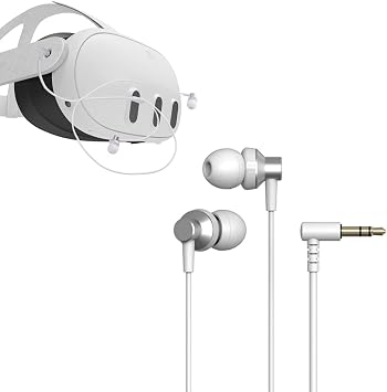 Earphones in-Ear Headphone for Meta Quest 3, for Quest 3 VR Headset Noise-Isolating Heavy Bass Sound Earbuds, Ergonomic in-Ear Design Earphone, 3.5mm Goldplated Jack