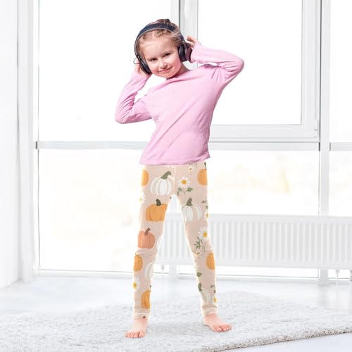 Autumn Pumpkins Daisy Girls Leggings Soft Stretch Workout Yoga Dance Pants for Kids Casual Tights4
